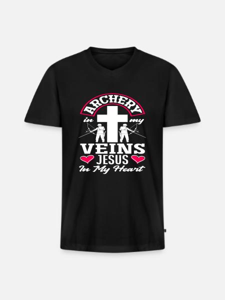 Jesus Archery Christian Archery - Men's Premium Organic T-shirt with V-neck - black