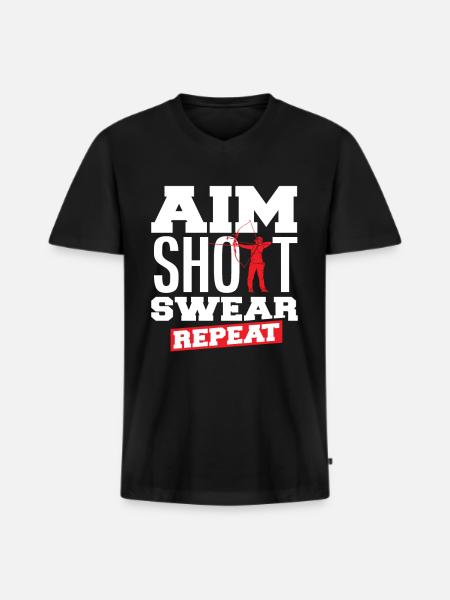 Bow, Aim, Swearing, Archery - Men's Premium Organic T-shirt with V-neck - black