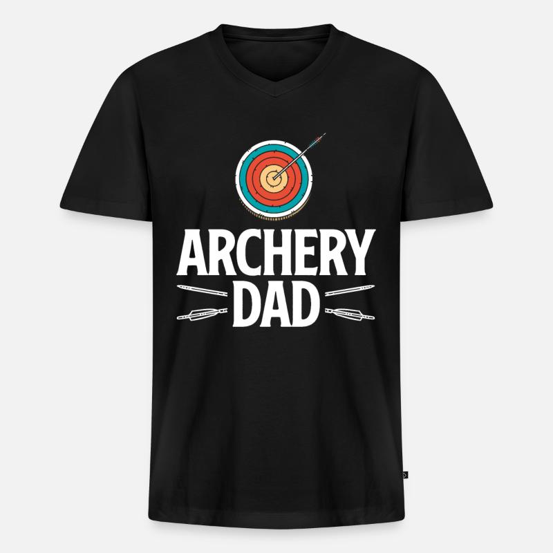Bogen Papa Vater Bogenschießen - Männer Premium Bio T-Shirt mit V-Ausschnitt - Schwarz