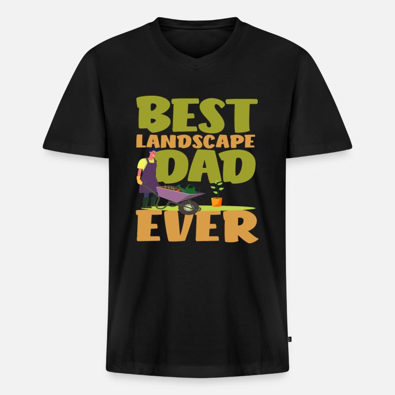 Bester Landschaftsgärtner Papa - Männer Premium Bio T-Shirt mit V-Ausschnitt - Schwarz