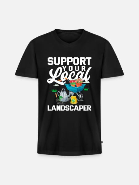 Landscape gardener support - Men's Premium Organic T-shirt with V-neck - black