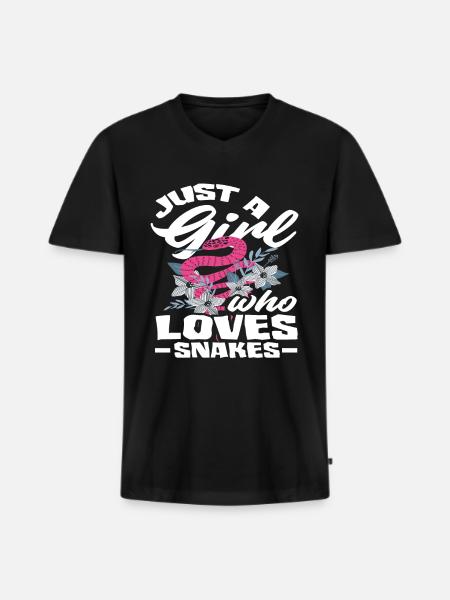Schlange Mädchen Frauen - Männer Premium Bio T-Shirt mit V-Ausschnitt - Schwarz