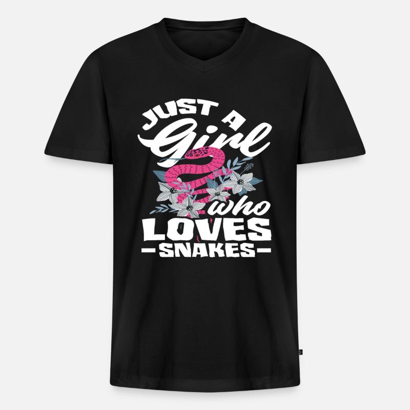Schlange Mädchen Frauen - Männer Premium Bio T-Shirt mit V-Ausschnitt - Schwarz