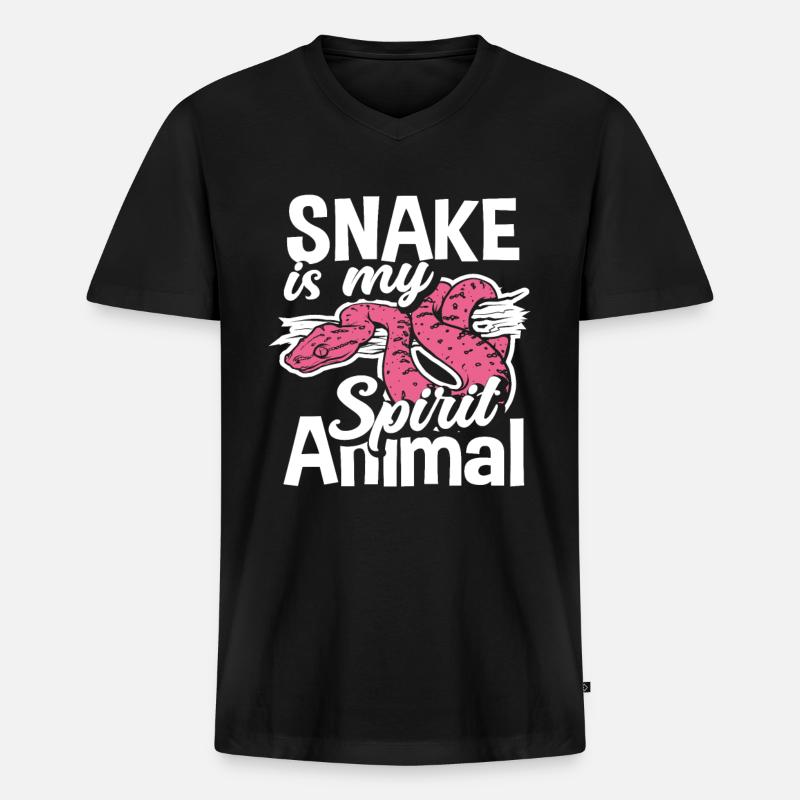 Schlange Lieblingstier - Männer Premium Bio T-Shirt mit V-Ausschnitt - Schwarz
