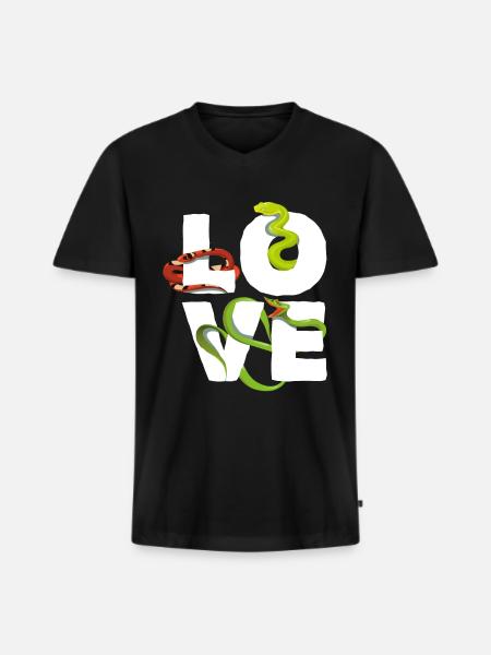 Snake Love - Men's Premium Organic T-shirt with V-neck - black
