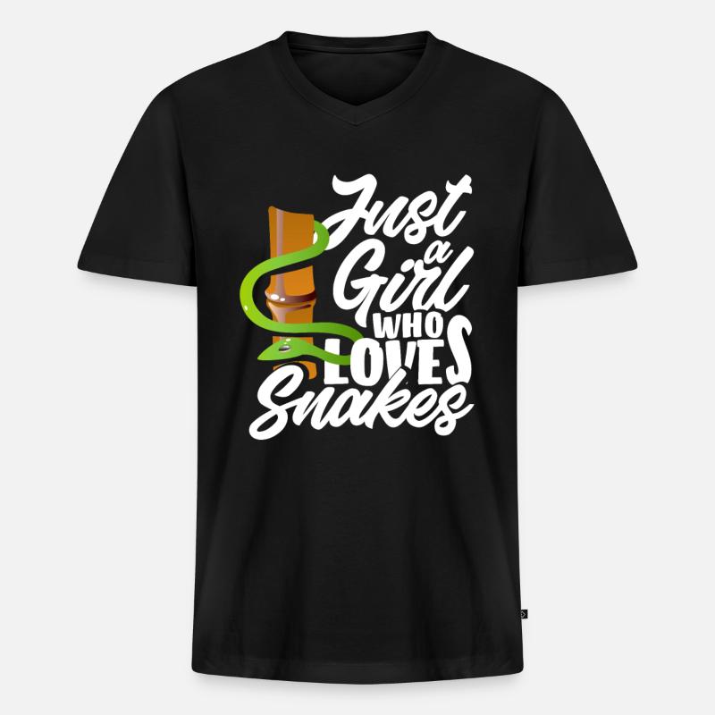 Schlangen Schlangenzüchterin Frau Mädchen - Männer Premium Bio T-Shirt mit V-Ausschnitt - Schwarz