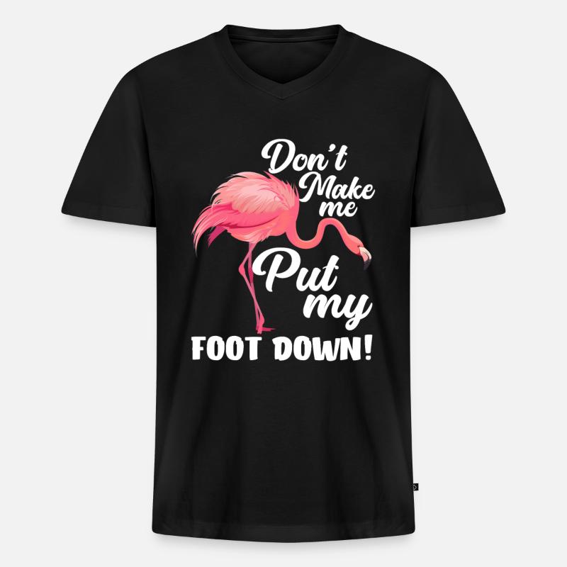 Flamingo Vogel Spruch Fuß Runter - Männer Premium Bio T-Shirt mit V-Ausschnitt - Schwarz
