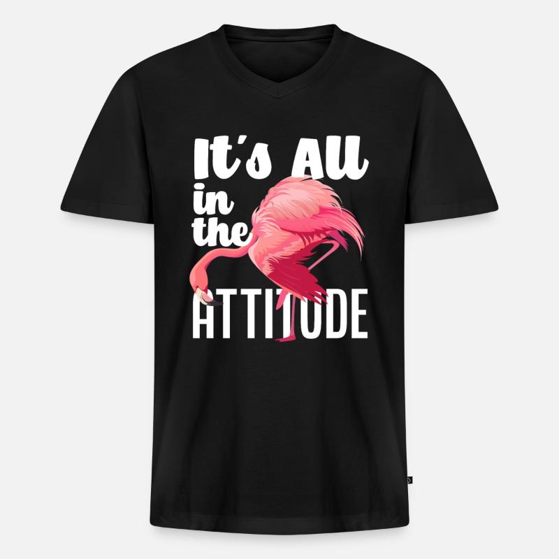 Flamingo Einstellung - Männer Premium Bio T-Shirt mit V-Ausschnitt - Schwarz
