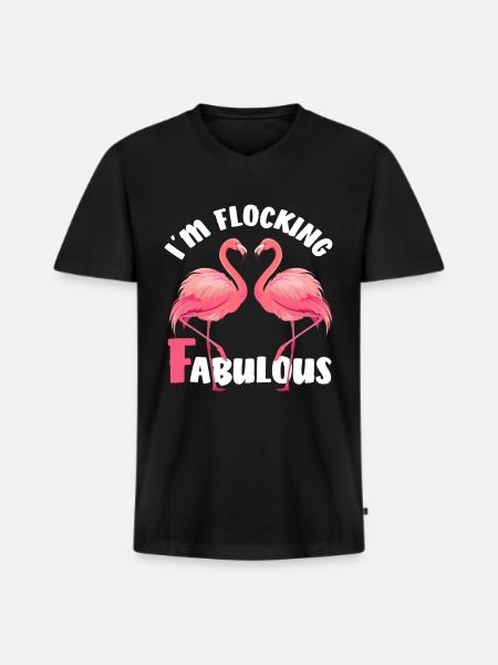 Flamingos - Men's Premium Organic T-shirt with V-neck - black