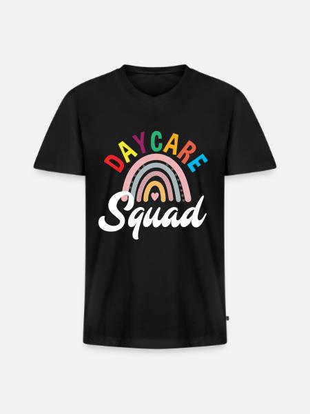 Kindergarten Squad Regenbogen - Männer Premium Bio T-Shirt mit V-Ausschnitt - Schwarz