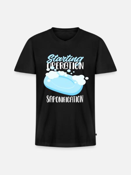 Démarrer l’opération de saponification - T-shirt encolure en V Premium bio Homme - noir