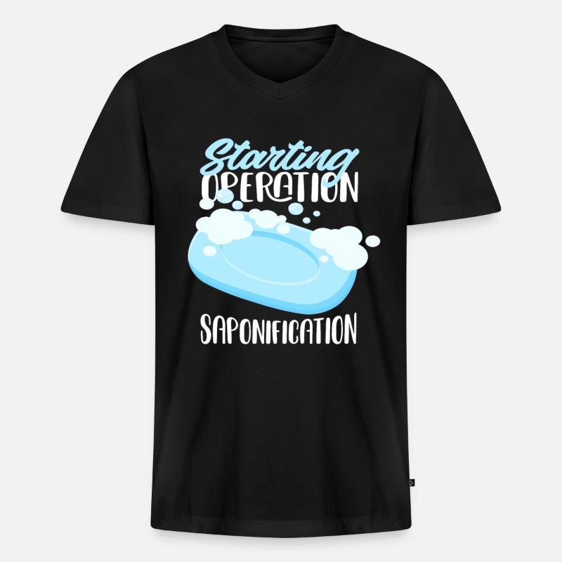 Saponification Operation Starten - Männer Premium Bio T-Shirt mit V-Ausschnitt - Schwarz