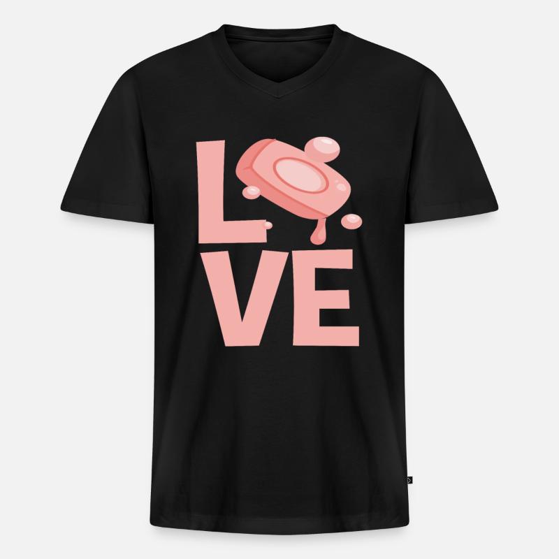 Seifenblasen Liebe Design - Männer Premium Bio T-Shirt mit V-Ausschnitt - Schwarz