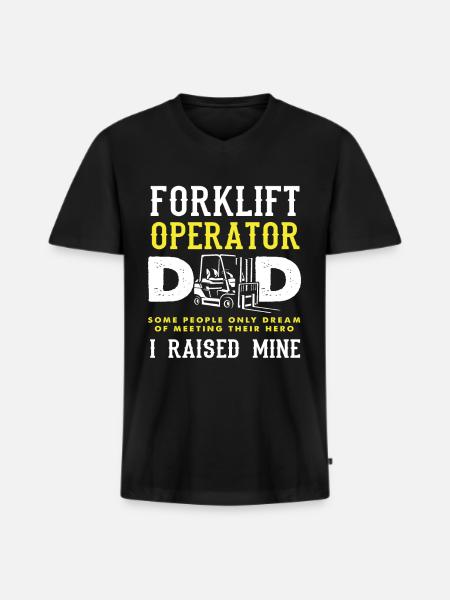 Gabelstaplerfahrer Papa Mein Held - Männer Premium Bio T-Shirt mit V-Ausschnitt - Schwarz
