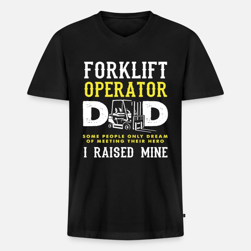Gabelstaplerfahrer Papa Mein Held - Männer Premium Bio T-Shirt mit V-Ausschnitt - Schwarz
