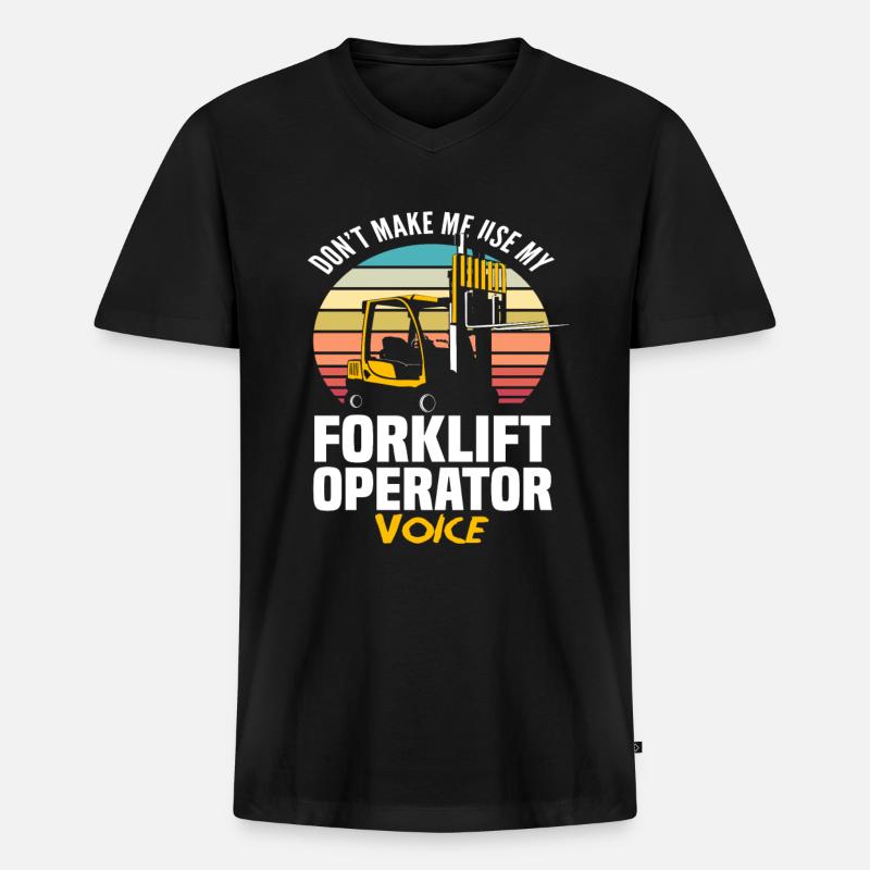 Gabelstaplerfahrer Stimme Retro - Männer Premium Bio T-Shirt mit V-Ausschnitt - Schwarz