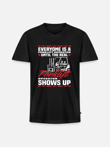 Echter Gabelstaplerfahrer Spruch Lustig - Männer Premium Bio T-Shirt mit V-Ausschnitt - Schwarz