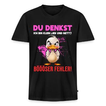 Canard Tshirt Enfants Femmes Drôle Petit Sarcasme - T-shirt encolure en V Premium bio Homme - noir - Devant - Nico (187cm)