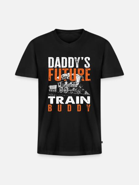 Daddy's Future Train Buddy Locomotive - Men's Premium Organic T-shirt with V-neck - black