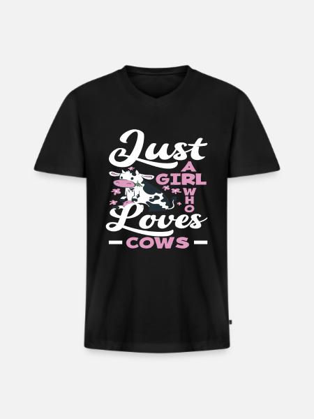 Ein Mädchen Das Kühe Liebt - Männer Premium Bio T-Shirt mit V-Ausschnitt - Schwarz