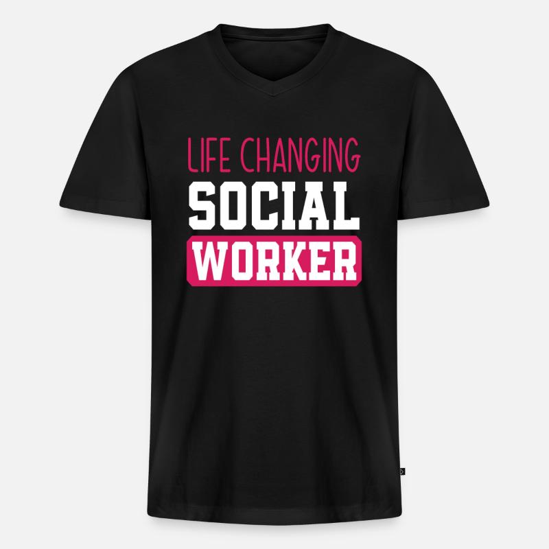Leben Verändern Sozialarbeiter - Männer Premium Bio T-Shirt mit V-Ausschnitt - Schwarz