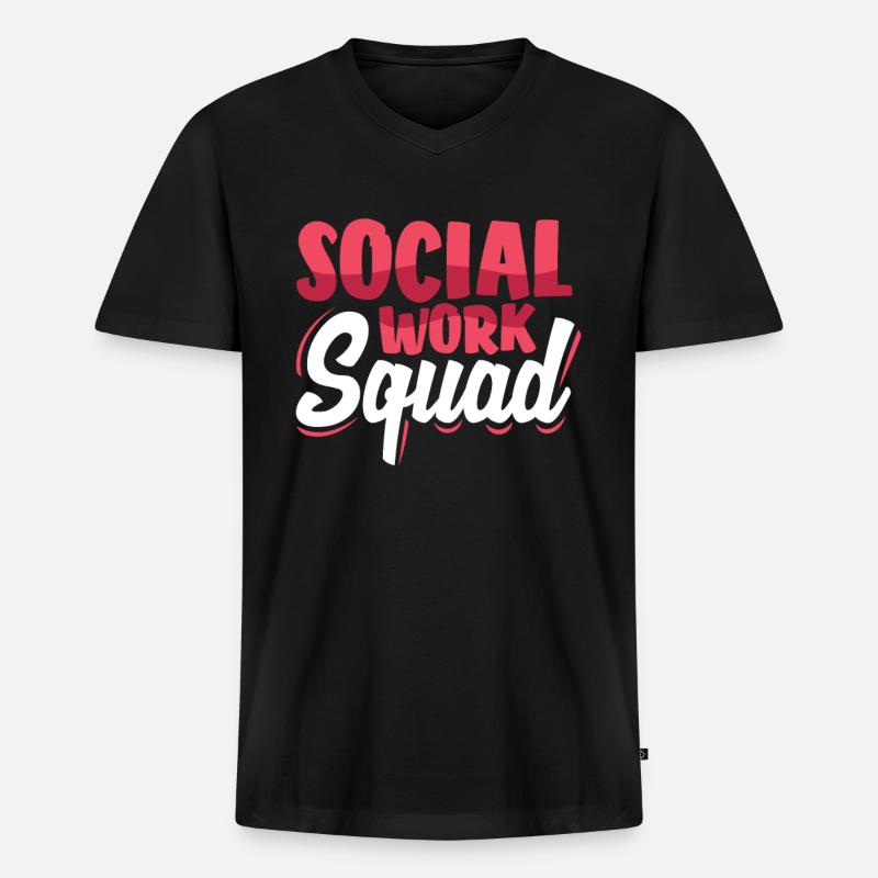 Social Work Squad - Männer Premium Bio T-Shirt mit V-Ausschnitt - Schwarz