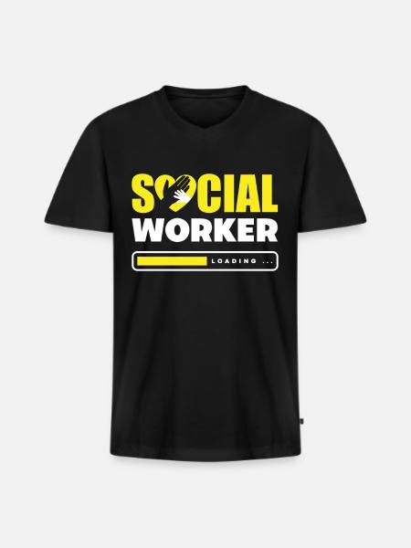 Social worker is invited... - Men's Premium Organic T-shirt with V-neck - black