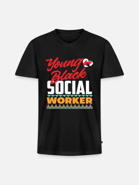 Young Black Social Workers - Men's Premium Organic T-shirt with V-neck - black