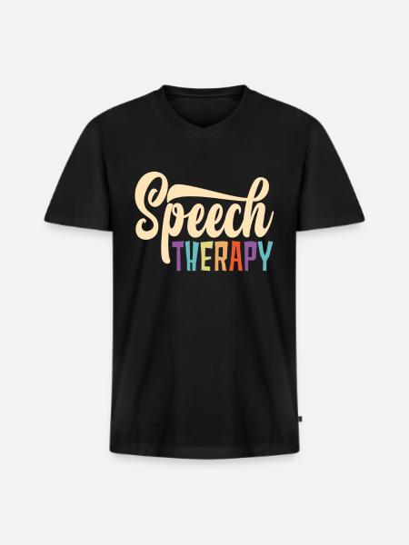 Speech Therapy Bunte Buchstaben - Männer Premium Bio T-Shirt mit V-Ausschnitt - Schwarz