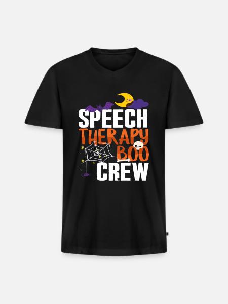Speech Therapy Boo Crew Halloween - Men's Premium Organic T-shirt with V-neck - black