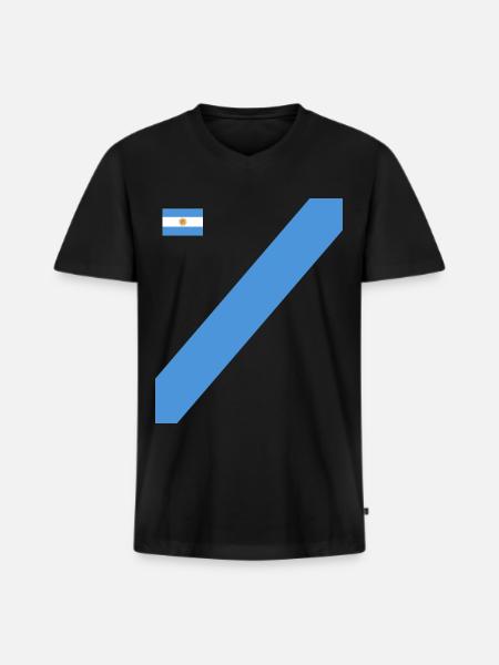 Argentine Cadeau Argentine Drapeau argentin - T-shirt encolure en V Premium bio Homme - noir