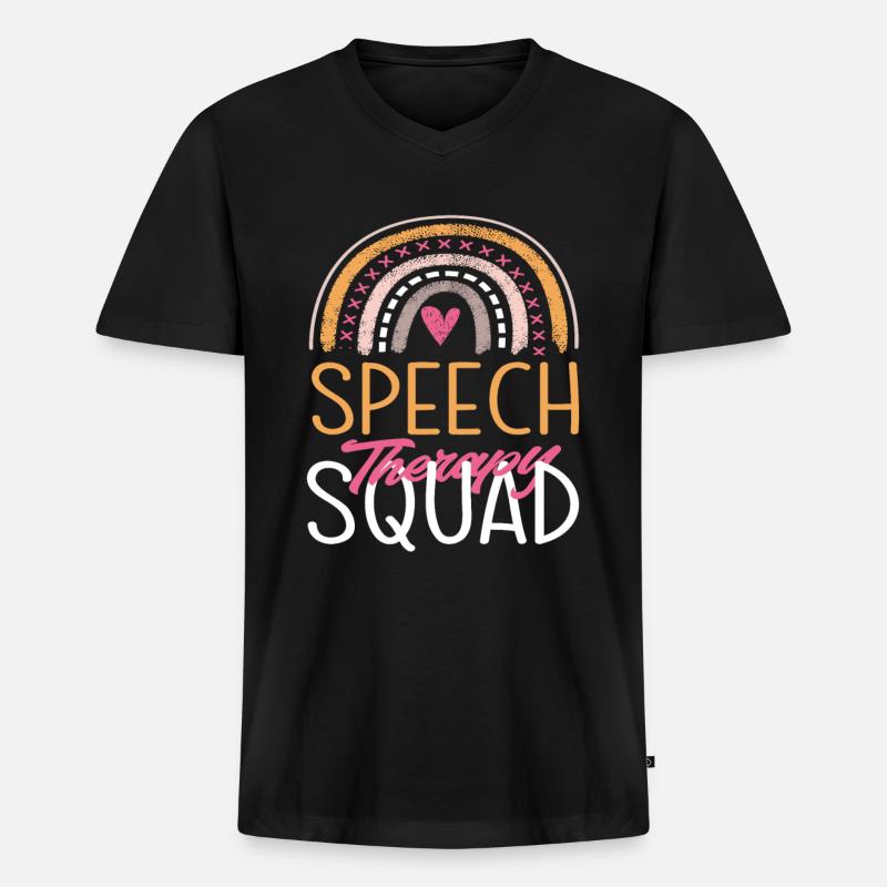 Sprachtherapie Team Regenbogen - Männer Premium Bio T-Shirt mit V-Ausschnitt - Schwarz