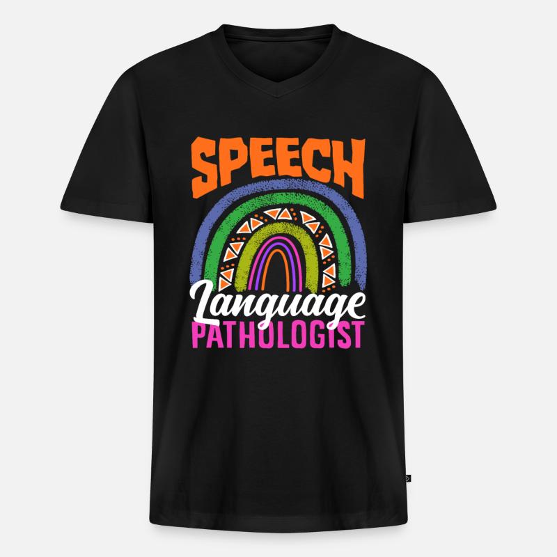 Speech Language Pathologist Rainbow - Men's Premium Organic T-shirt with V-neck - black