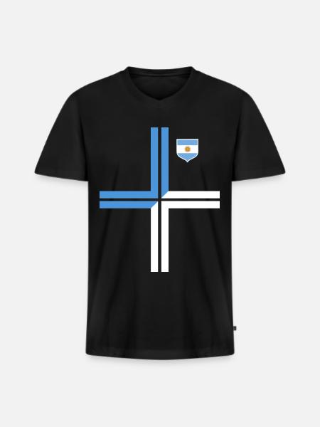 Argentine Cadeau Argentine Drapeau argentin - T-shirt encolure en V Premium bio Homme - noir