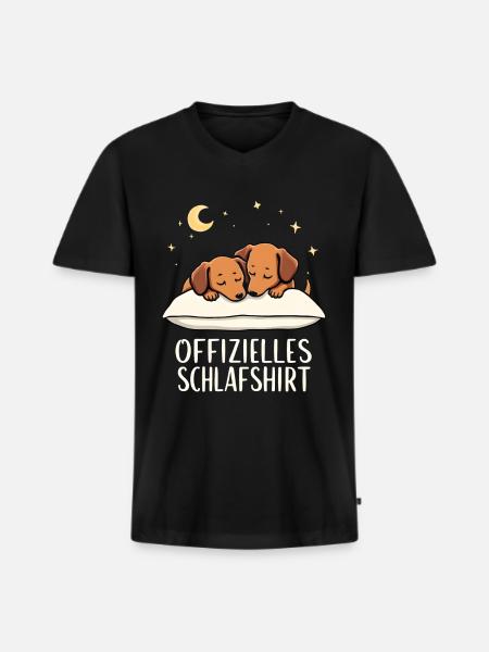 Official Sleeping Shirt Dachshund Pair - Men's Premium Organic T-shirt with V-neck - black