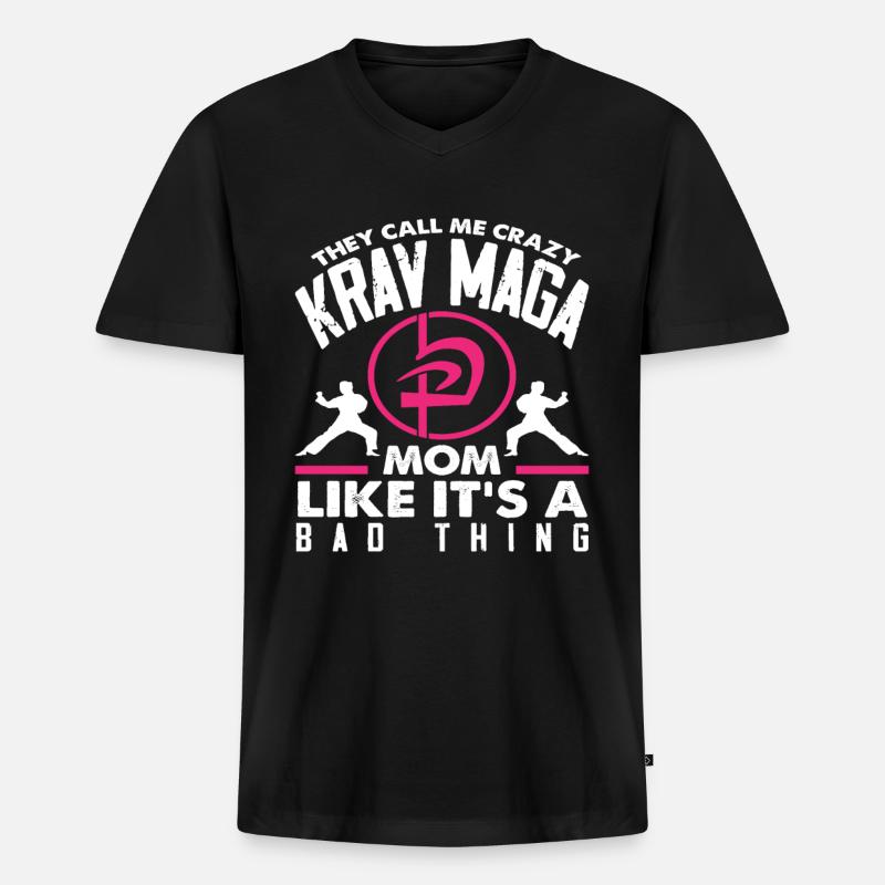 Krav Maga Mama Mutter - Männer Premium Bio T-Shirt mit V-Ausschnitt - Schwarz