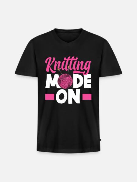 Knitting Knitting Lover - Men's Premium Organic T-shirt with V-neck - black