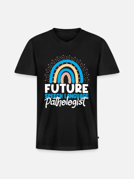 Future Speech Therapist Rainbow - Men's Premium Organic T-shirt with V-neck - black