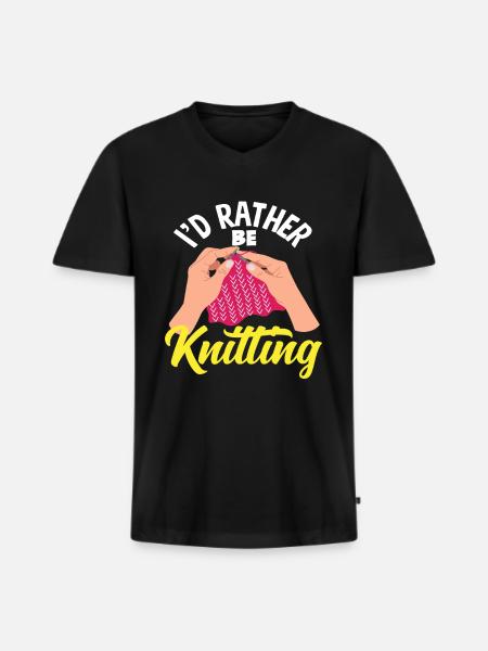 Better knitting than anything else - Men's Premium Organic T-shirt with V-neck - black