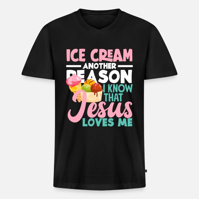 Eiscreme Liebhaber Jesus Liebe - Männer Premium Bio T-Shirt mit V-Ausschnitt - Schwarz