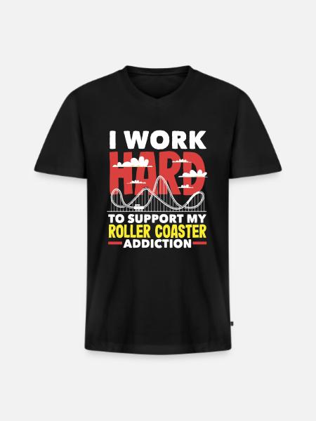 Roller Coaster Passion Soutien - T-shirt encolure en V Premium bio Homme - noir