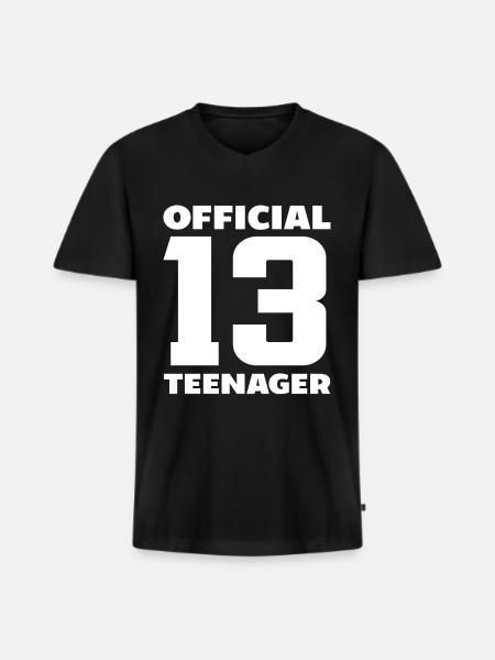 Official 13th Birthday Teenager - Men's Premium Organic T-shirt with V-neck - black