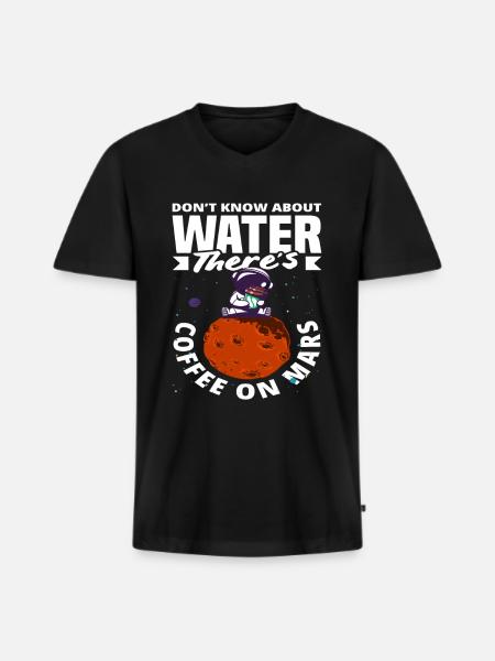 Coffee Lover Mars Discovery Adventure - Men's Premium Organic T-shirt with V-neck - black