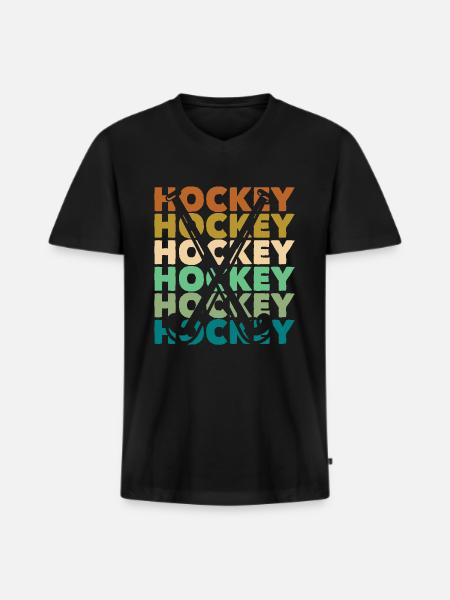 Field Hockey Player Retro Style - Men's Premium Organic T-shirt with V-neck - black