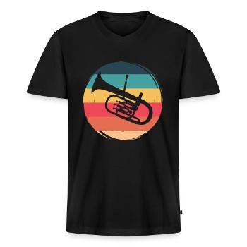 Joueur de tuba Amateur de musique rétro - T-shirt encolure en V Premium bio Homme - noir - Devant - Nico (187cm)
