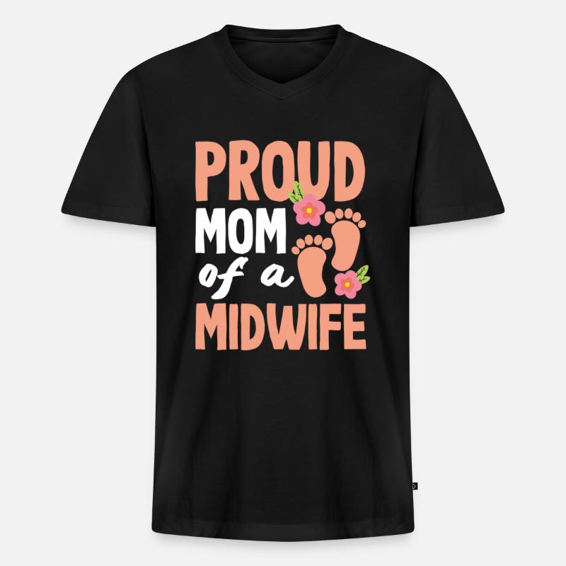 Stolze Mutter Einer Hebamme - Männer Premium Bio T-Shirt mit V-Ausschnitt - Schwarz