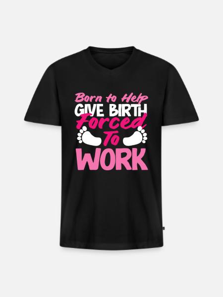 Midwife born to help - Men's Premium Organic T-shirt with V-neck - black