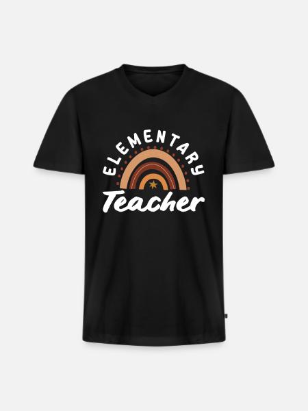 Grundschullehrerin Retro-regenbogen-design - Männer Premium Bio T-Shirt mit V-Ausschnitt - Schwarz