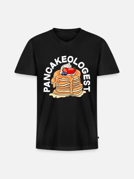 Pancakes Pancakeologist Breakfast Lovers - Men's Premium Organic T-shirt with V-neck - black