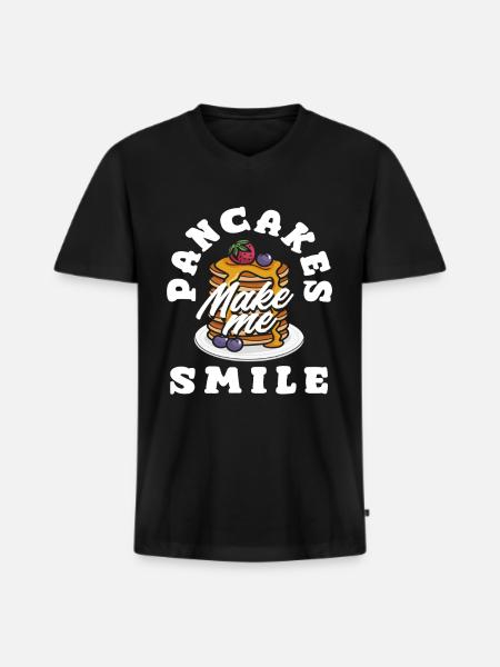 Pancakes make me smile - Men's Premium Organic T-shirt with V-neck - black